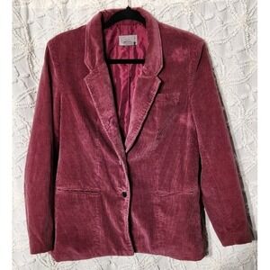 Vintage Worthington Corduroy Blazer Womens 14 Pink Preppy Officecore Holiday